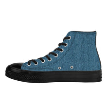 Load image into Gallery viewer, Ti Amo I love you - Exclusive Brand - Denim Blue Bayoux - Angry Fish - High Top Canvas Shoes - Black  Soles
