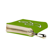 Load image into Gallery viewer, Ti Amo I love you - Exclusive Brand - Limeade - Double White Heart - PU Leather - Zipper Card Holder
