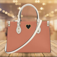 Load image into Gallery viewer, Ti Amo I love you - Exclusive Brand - Orange Salmon - Luxury Womens PU Tote Bag - Cream Straps
