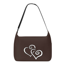 Load image into Gallery viewer, Ti Amo I love you - Exclusive Brand - Bistre (Soot Brown) - Double White Heart - Journey Computer Shoulder Bag
