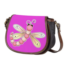 Load image into Gallery viewer, Ti Amo I love you - Exclusive Brand - Brilliant Lavender Rose- Dragonfly - Saddle Bag
