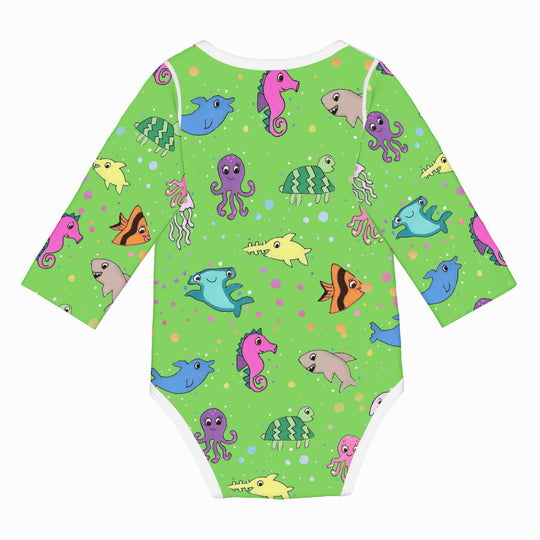 Ti Amo I love you - Exclusive Brand - Pastel Green - Sea Creatures -  Baby Long-Sleeve Bodysuit
