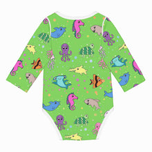 Load image into Gallery viewer, Ti Amo I love you - Exclusive Brand - Pastel Green - Sea Creatures -  Baby Long-Sleeve Bodysuit
