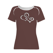 Load image into Gallery viewer, TI Amo I love you - Exclusive Brand - Rose Ebony  - Double White Heart - Women&#39;s T shirt
