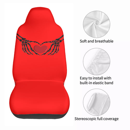 Ti Amo I love you - Exclusive Brand - Red - Skeleton Hands with Hearts  - New Car Seat Covers (Double)
