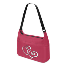 Load image into Gallery viewer, Ti Amo I love you - Exclusive Brand - Viva Magenta - Double White Heart - Journey Computer Shoulder Bag
