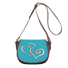 Load image into Gallery viewer, Ti Amo I love you - Exclusive Brand - Macaw Blue Geeen - Double White Heart - Saddle Bag
