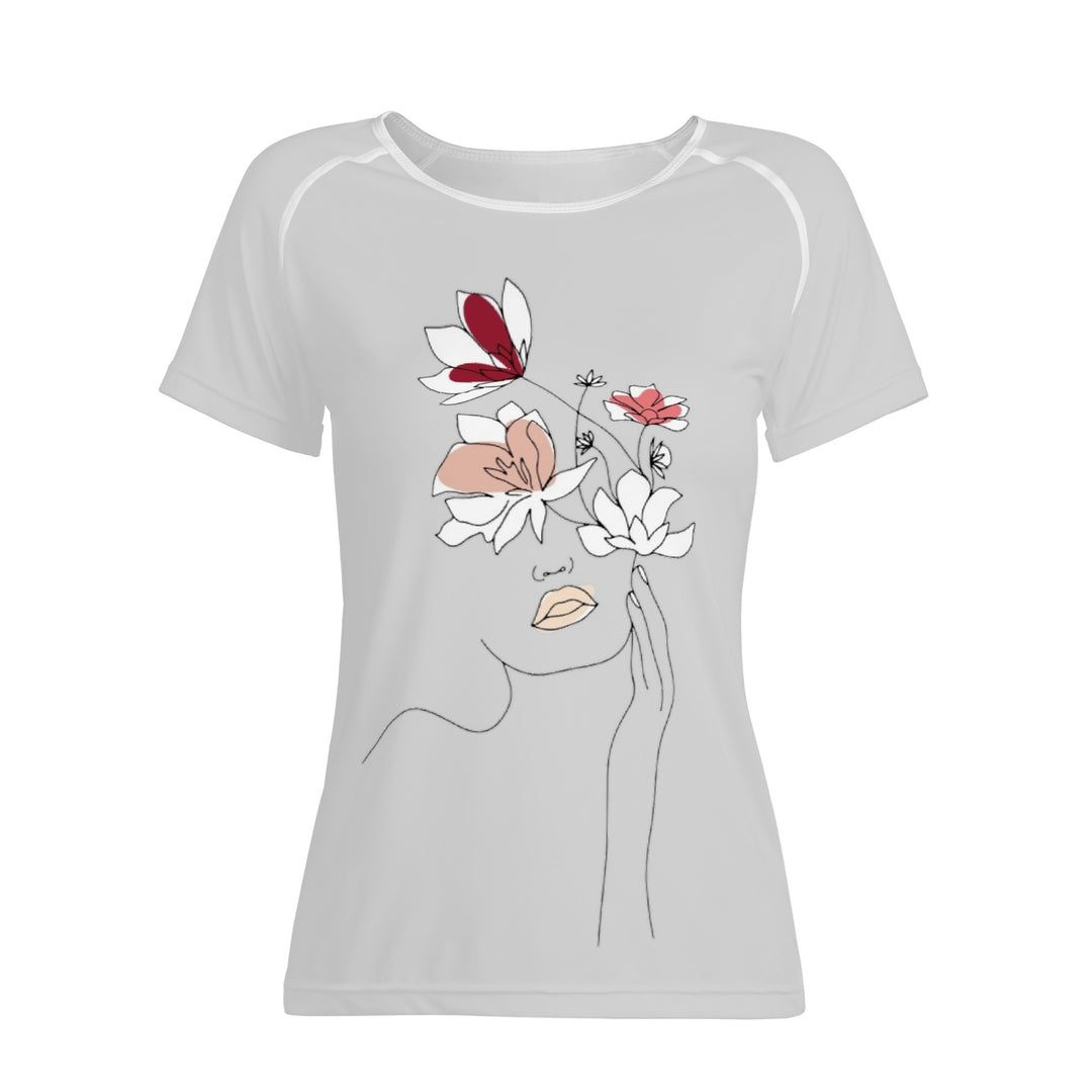 Ti Amo I love you - Exclusive Brand - Alto Gray - Woman's Face with Flowers -  Women's T shirt