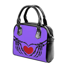 Load image into Gallery viewer, Ti Amo I love you - Exclusive Brand  - Heliotrope 3 - Skeleton Hands with Heart - Shoulder Handbag
