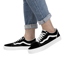 Load image into Gallery viewer, Ti Amo I love you - Exclusive Brand - Black - Double White Heart - Low Top Flat Sneaker
