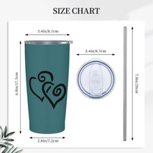 Load image into Gallery viewer, Ti Amo I love you - Exclusive Brand - Casal - Double Black Heart - 20oz Stainless Steel Straw Lid Cup
