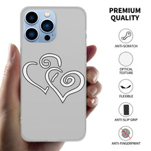 Load image into Gallery viewer, Ti Amo I love you - Exclusive Brand - Silver - Double White Heart -  iPhone 13 Transparent Case (3 cameras)
