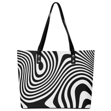 Load image into Gallery viewer, Ti Amo I love you Exclusive Brand  - Black &amp; White Wavy Stripes - Women&#39;s PU Leather Handbag
