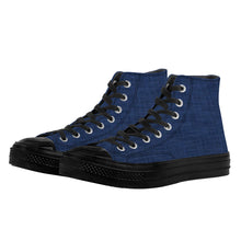 Load image into Gallery viewer, Ti Amo I love you - Exclusive Brand - Dark Blue Denim - High Top Canvas Shoes - Black  Soles
