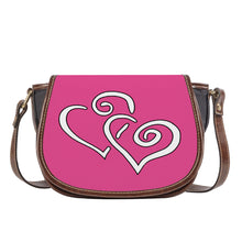 Load image into Gallery viewer, Ti Amo I love you - Exclusive Brand - Raspberry Rose - Double White Heart - Saddle Bag
