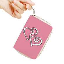 Load image into Gallery viewer, Ti Amo I love you - Exclusive Brand - Mauvelous - Double White Heart - PU Leather - Zipper Card Holder
