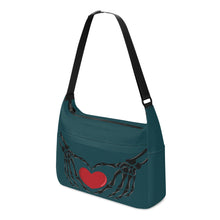 Load image into Gallery viewer, Ti Amo I love you - Exclusive Brand - Nile Blue - Skeleton Heart Hands  -  Journey Computer Shoulder Bag
