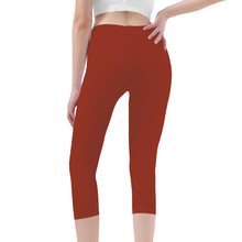 Load image into Gallery viewer, Ti Amo I love you -Exclusive Brand - Brick Red 2 - Double White Heart - Womens / Teen Girls / Womens Plus Size - Capri Yoga Leggings - Sizes XS-3XL
