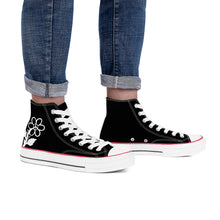 Load image into Gallery viewer, Ti Amo I love you - Exclusive Brand - Black- White Daisy - High Top Canvas Shoes - White  Soles
