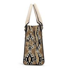 Load image into Gallery viewer, Ti Amo I love you - Exclusive Brand - Snake Skin Pattern - Luxury Womens PU Tote Bag - Cream Straps
