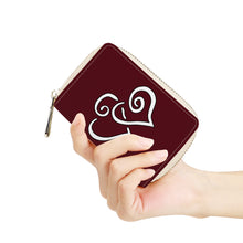 Load image into Gallery viewer, Ti Amo I love you - Exclusive Brand - Maroon Oak - Double White Heart - PU Leather - Zipper Card Holder
