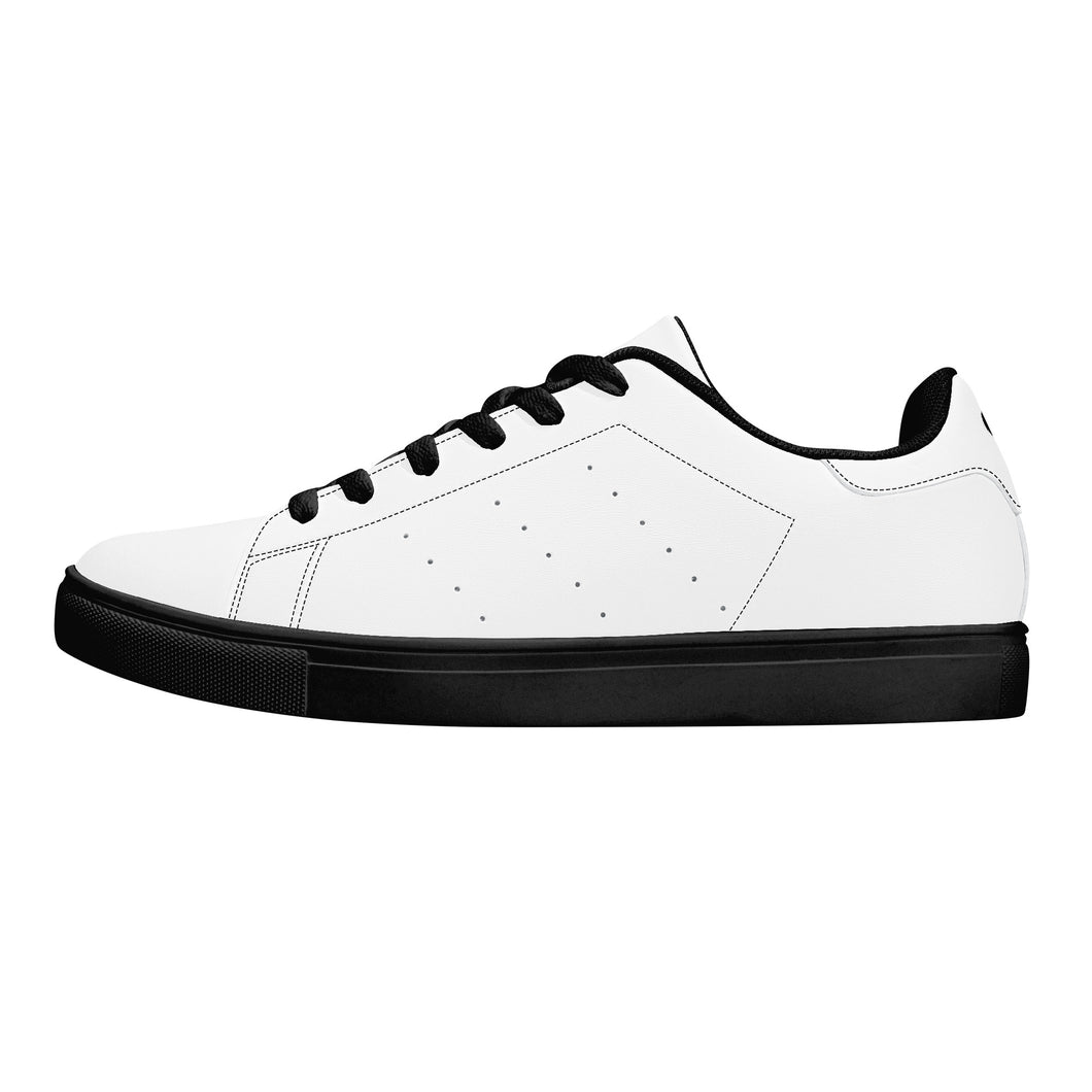 Ti Amo I love you - Exclusive Brand  - White - Double Black Heart - Low-Top Synthetic Leather Sneakers - Black Soles