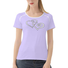 Load image into Gallery viewer, TI Amo I love you - Exclusive Brand - Lilac - Double White Heart - Women&#39;s T shirt
