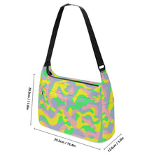 Load image into Gallery viewer, Ti Amo I love you - Exclusive Brand - Pear Yellow, Cadet Blue, Can Can, Pastel Green Camouflage - Journey Computer Shoulder Bag
