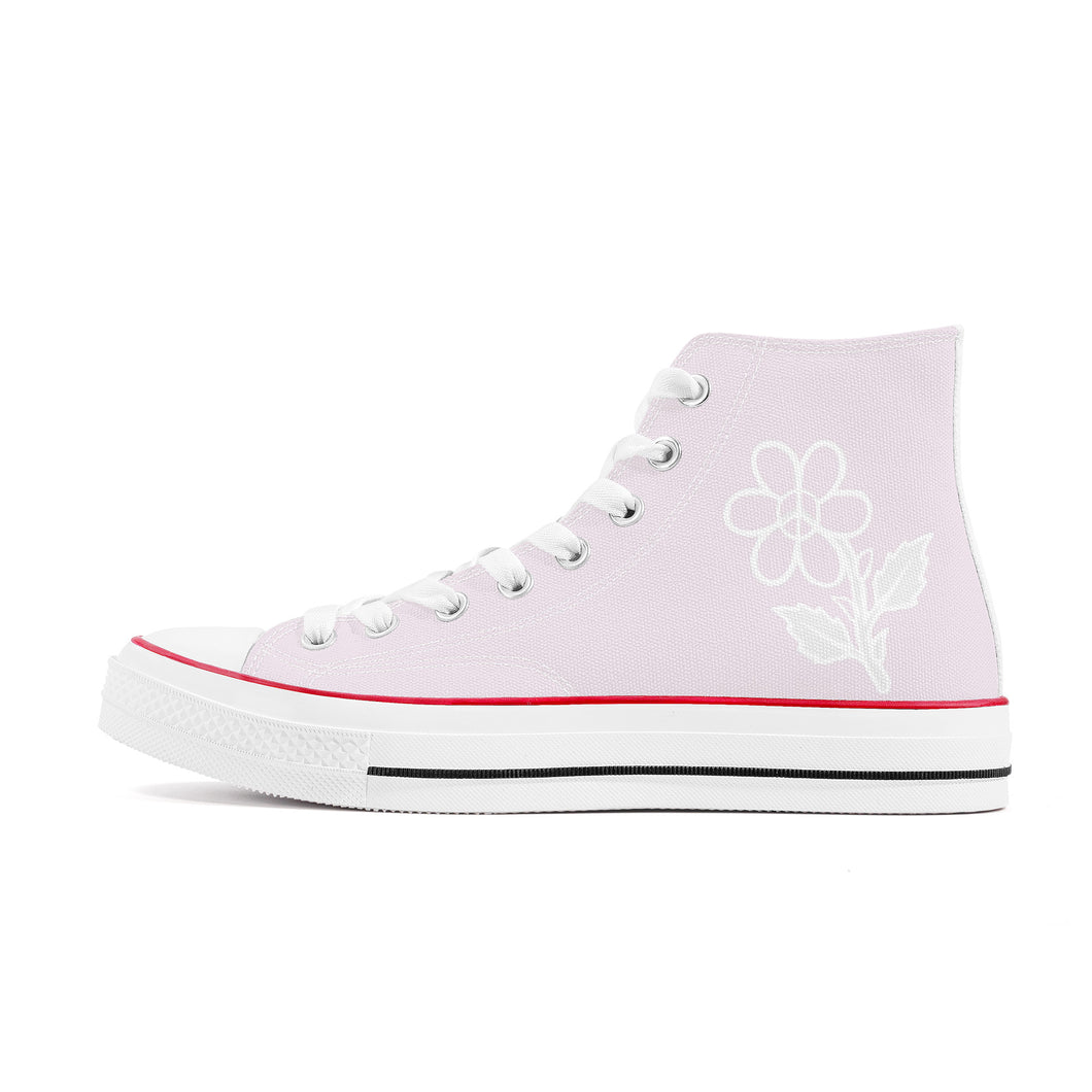 Ti Amo I love you - Exclusive Brand - Prim - White Daisy - High Top Canvas Shoes - White  Soles