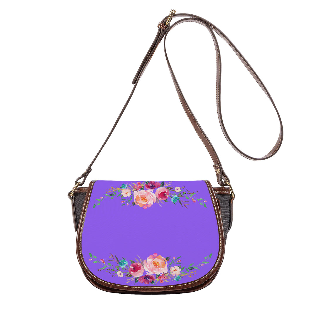 Ti Amo I love you - Exclusive Brand - Heliotrope 3 - Front & Top Floral Swag-  Saddle Bag