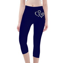 Load image into Gallery viewer, Ti Amo I love you - Exclusive Brand - Stratos - Double White Heart - Womens / Teen Girls / Womens Plus Size - Capri Yoga Leggings - Sizes XS-3XL
