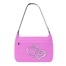 Load image into Gallery viewer, Ti Amo I love you - Exclusive Brand  - Light Fushia Pink - Double White Heart - Journey Computer Shoulder Bag
