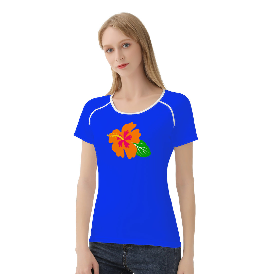 Ti Amo I love you - Exclusive Brand - Blue Blue Eyes - Hawaiian Flower - Women's T shirt - Sizes XS-2XL