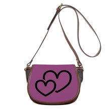 Load image into Gallery viewer, Ti Amo I love you - Exclusive Brand - Cannon Pink - Double Black Heart - Saddle Bag
