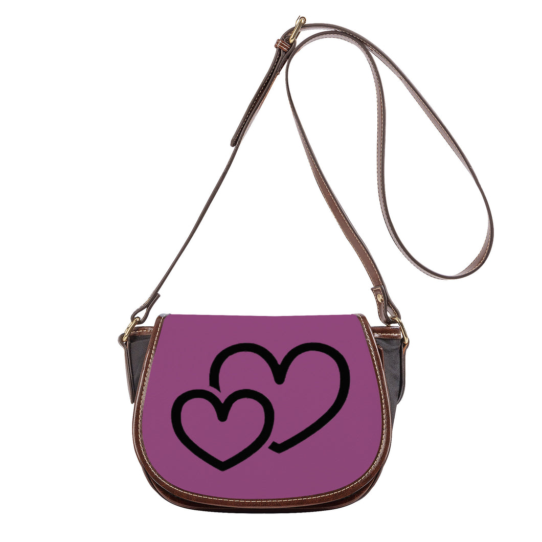 Ti Amo I love you - Exclusive Brand - Cannon Pink - Double Black Heart - Saddle Bag