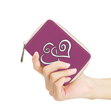 Load image into Gallery viewer, Ti Amo I love you - Exclusive Brand - Magenta Haze - Double White Heart - PU Leather - Zipper Card Holder
