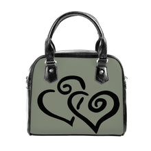 Load image into Gallery viewer, Ti Amo I love you - Exclusive Brand - Sage Green - Double Black Heart -  Shoulder Handbag
