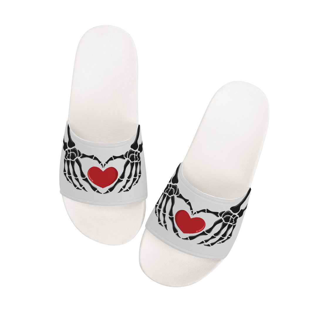 Ti Amo I love you - Exclusive Brand - Whisper - Skeleton Hands with Heart -  Slide Sandals - White Soles