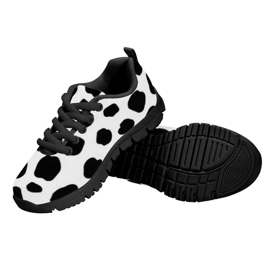 Ti Amo I love you - Exclusive Brand - White with Black Cow Spots - Kids Sneakers - Black Soles