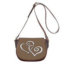 Load image into Gallery viewer, Ti Amo I love you - Exclusive Brand - Pastel Brown - Double White Heart - Saddle Bag
