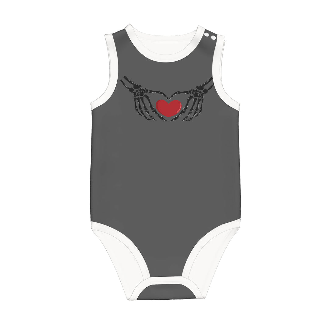 Ti Amo I love you Exclusive Brand - Davy's Grey  - Skeleton Hands with Heart - Sleeveless Baby One-Piece