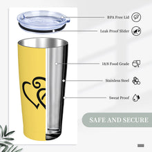 Load image into Gallery viewer, Ti Amo I love you - Exclusive Brand - Mustard Yellow - Double Black Heart - 20oz Stainless Steel Straw Lid Cup
