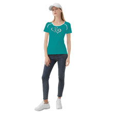 Load image into Gallery viewer, TI Amo I love you - Exclusive Brand - Veridian Green - Double White Heart - Women&#39;s T shirt
