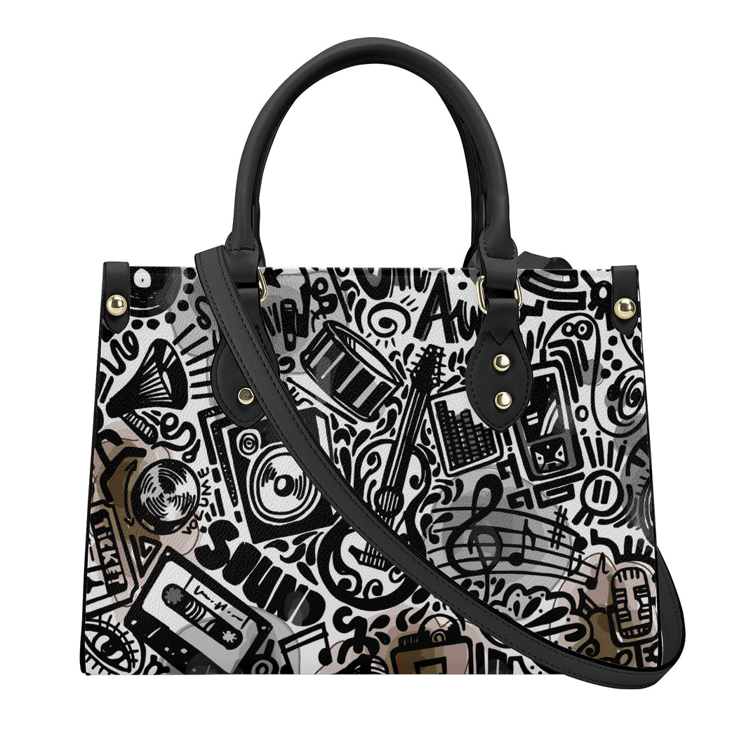 Ti Amo I love you - Exclusive Brand - Pharlap 2 / Black / White - Music - Luxury Womens PU Tote Bag - Black Straps