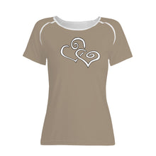 Load image into Gallery viewer, TI Amo I love you - Exclusive Brand - Donkey Brown - Double White Heart - Women&#39;s T shirt
