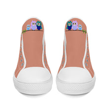 Load image into Gallery viewer, Ti Amo I love you  - Exclusive Brand - Pale Copper - 3 Owls - High-Top Canvas Shoes - White
