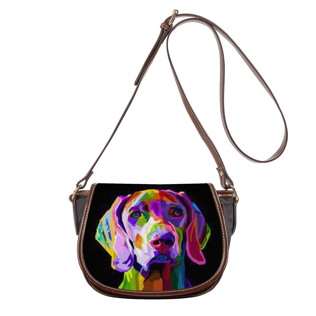 Ti Amo I love you -  Exclusive Brand  - Colorful Dog - Saddle Bag