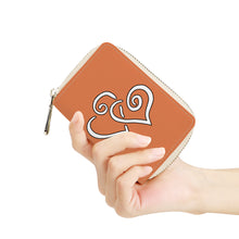 Load image into Gallery viewer, Ti Amo I love you - Exclusive Brand - Terracotta - Double White Heart - PU Leather -  Zipper Card Holder
