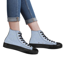 Load image into Gallery viewer, Ti Amo I love you - Exclusive Brand - Cloudy Blue Denim - High Top Canvas Shoes - Black  Soles
