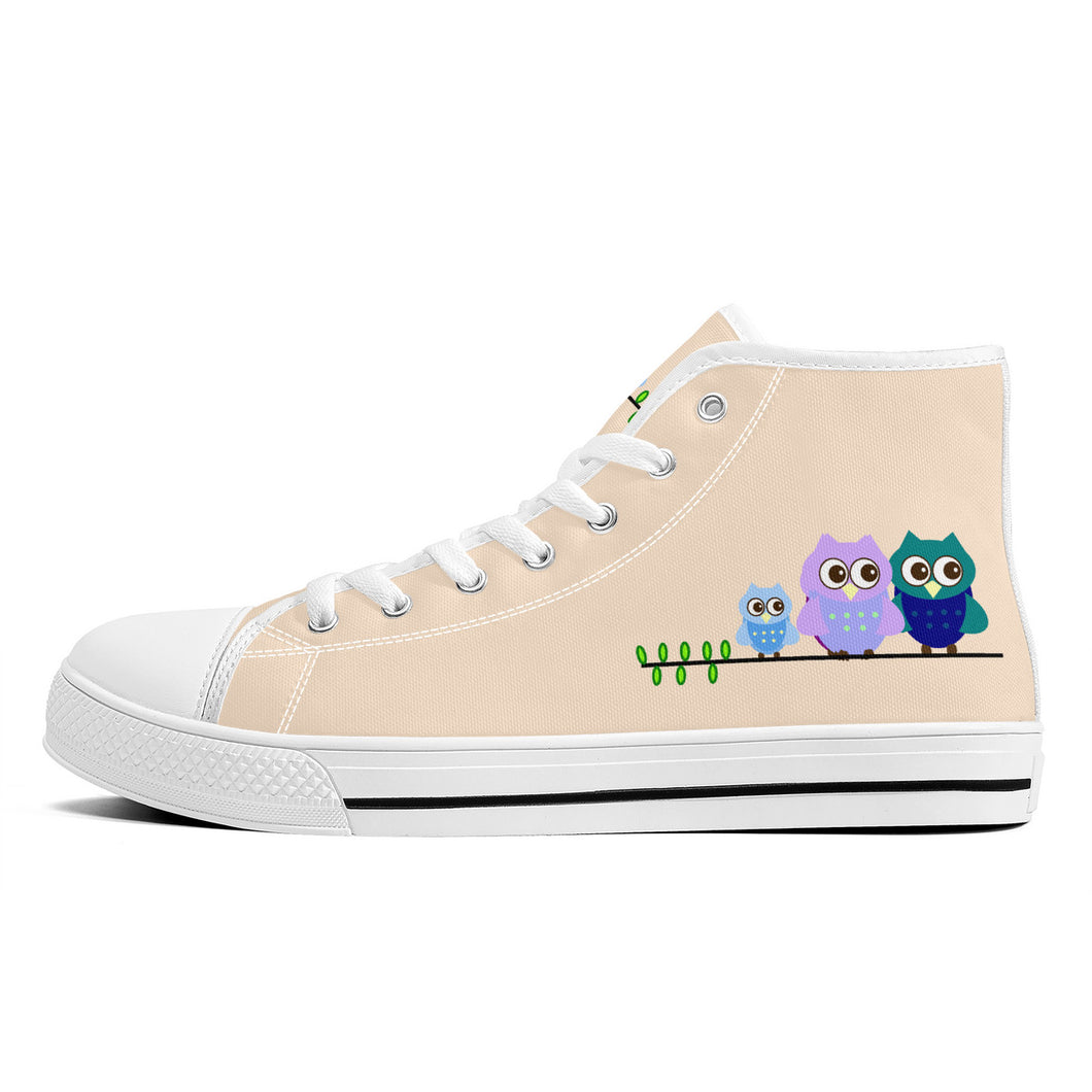 Ti Amo I love you - Exclusive Brand - Oasis - 3 Owls - High-Top Canvas Shoes - White Soles